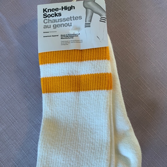 NWT gold and white striped tube sock, American apparel y2k dead stock - Picture 2 of 6